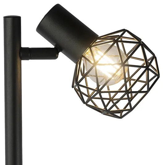 Designerska lampa podłogowa czarna 3-światłowa regulowana - Mesh Nowoczesny Oswietlenie wewnetrzne
