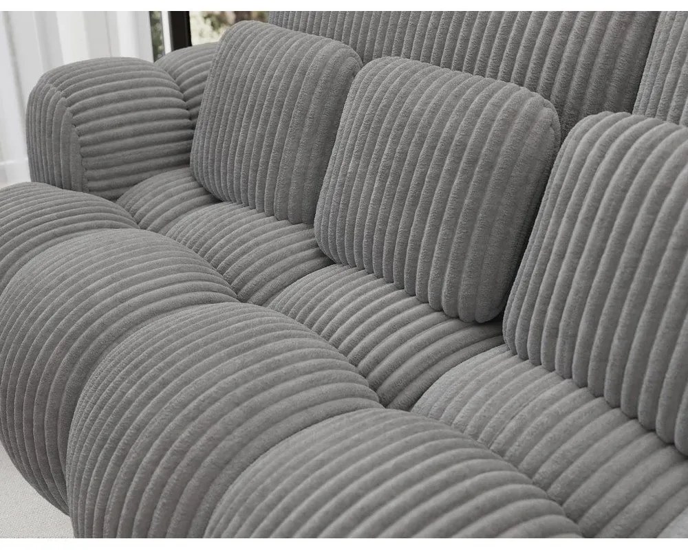 Szara sztruksowa rozkładana sofa 256 cm Cotonn – ELTAP
