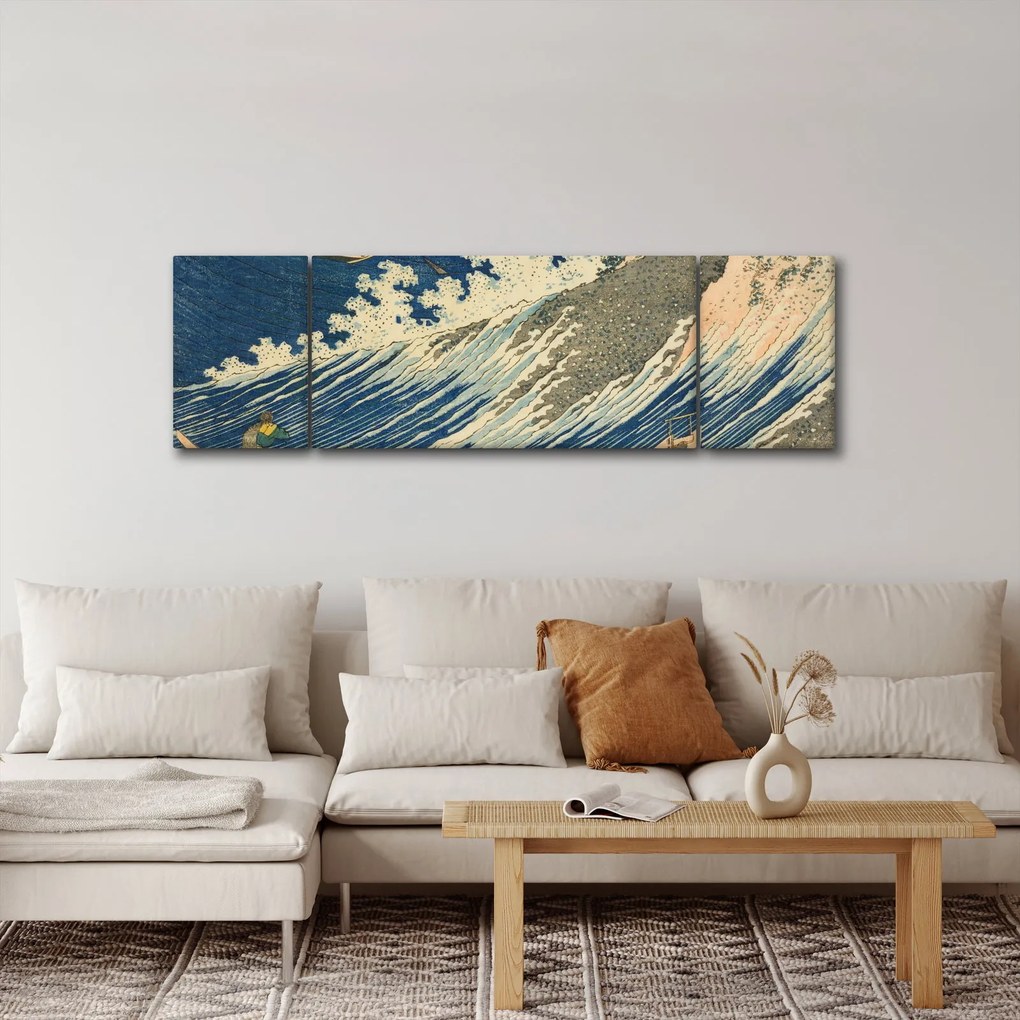 Obraz - Katsushika Hokusai, Fishing Boats at Choshi in Shimosa (Soshu Choshi) , reprodukcje (170x50 cm)