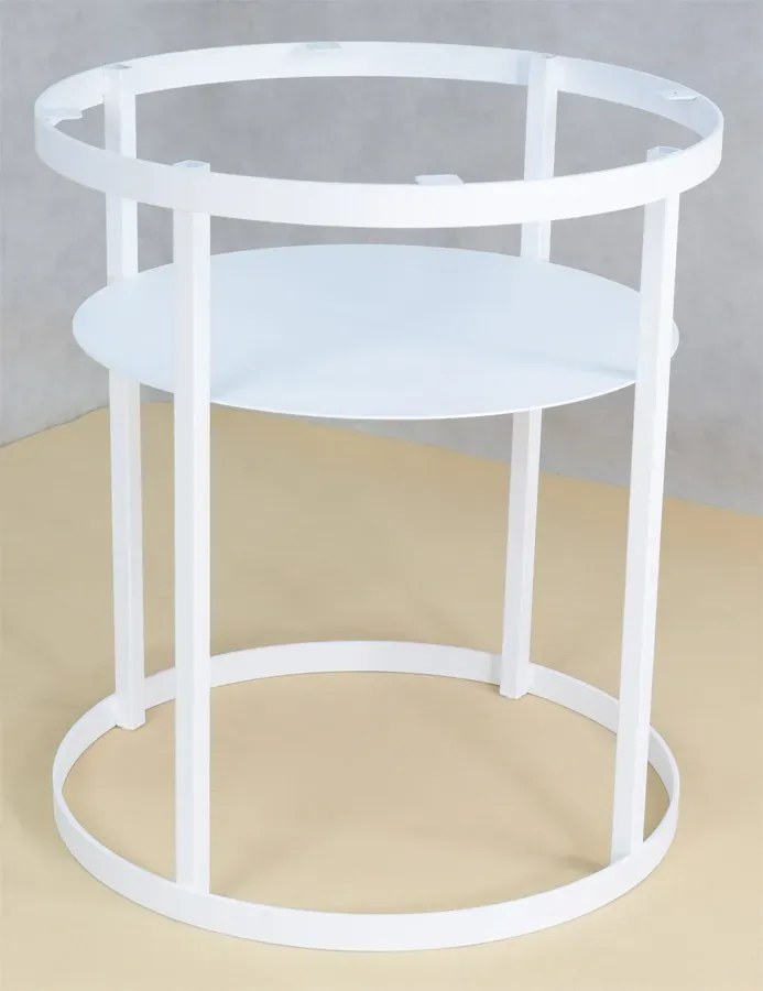 Dwupoziomowy stolik kawowy z półką dąb sonoma + biały A6-R75