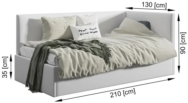 Różowa młodzieżowa sofa welurowa z pojemnikiem 120x200 L4-B39