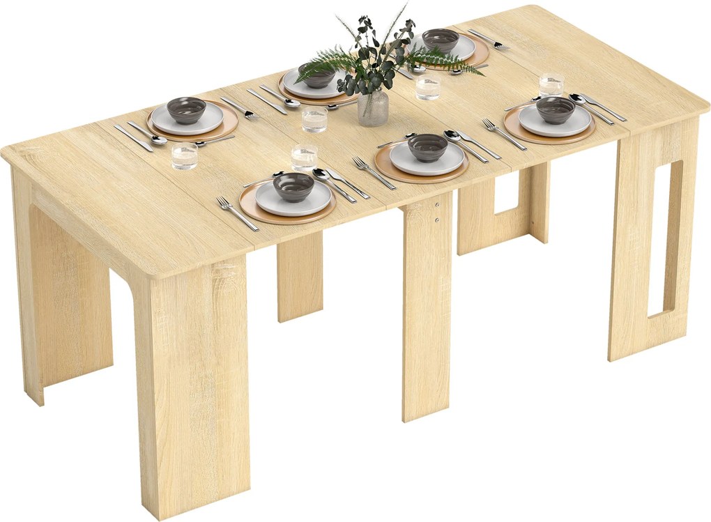 HOMCOM Stół jadalny, składany stół, rozkładany stół kuchenny, stół do jadalni, płyta wiórowa, 60-180 x 85 x 75 cm, naturalny