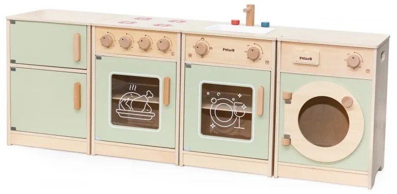 Viga polarb drewniany zestaw kuchenny xl pralka kuchenka zmywarka - zielony