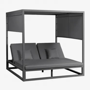 Rozkładane Łóżko Balijskie Z Aluminium I Tkaniny Nasau Grafitowa Szarość - Sklum