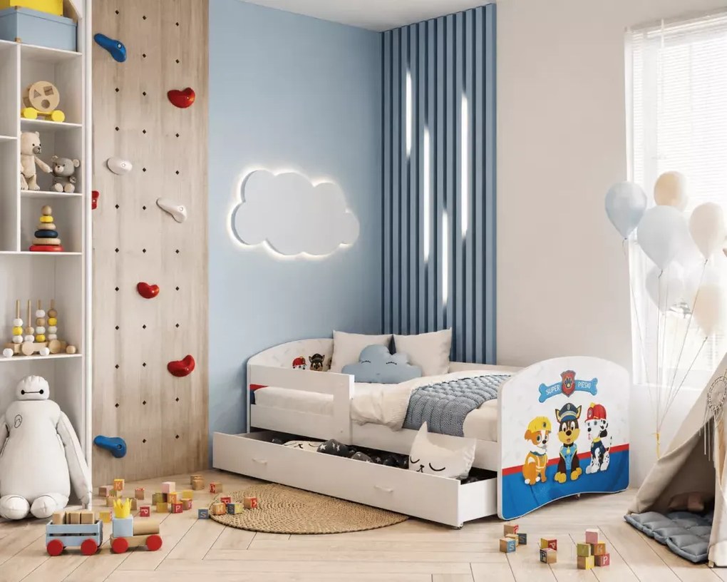 Łóżko dziecięce Dafin II z szufladą 80x140-80x190 MDF barierka stelaż Flex