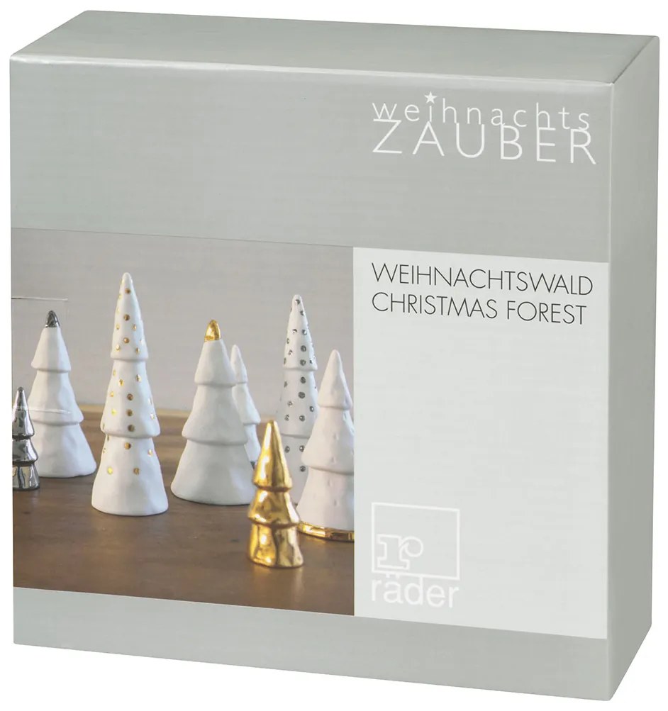 Porcelanowy zestaw WINTER FOREST w srebrnym kolorze, 4 szt.