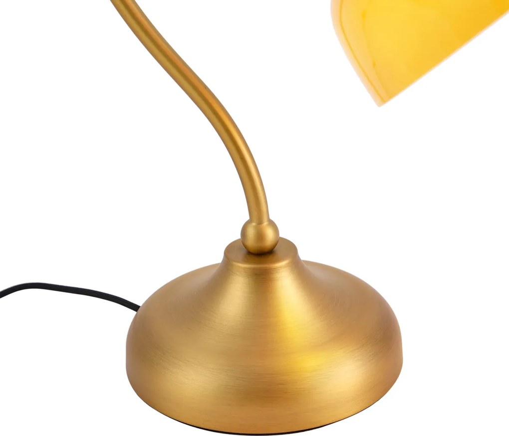 Klasyczna lampa stołowa z brązu z pomarańczowym szkłem opalowym - Clerk
