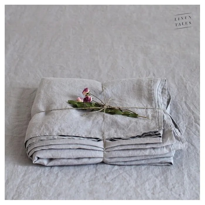 Jasnoszare lniane prześcieradło 180x260 cm Light Grey – Linen Tales