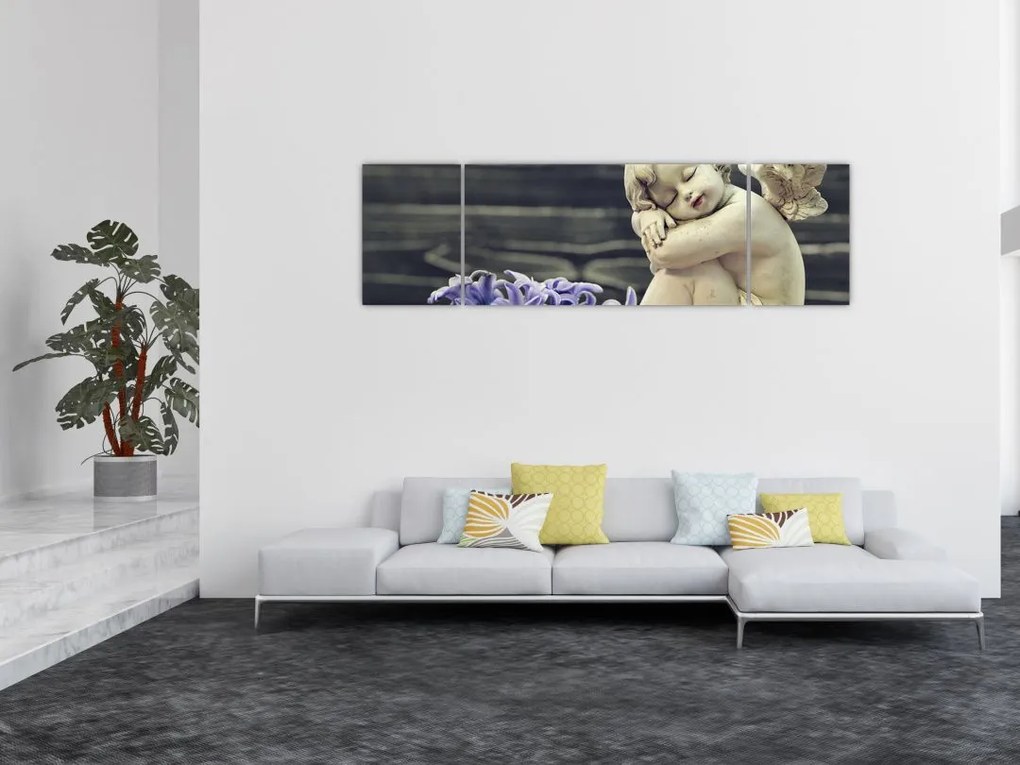 Obraz anioła z kwiatem (170x50 cm)