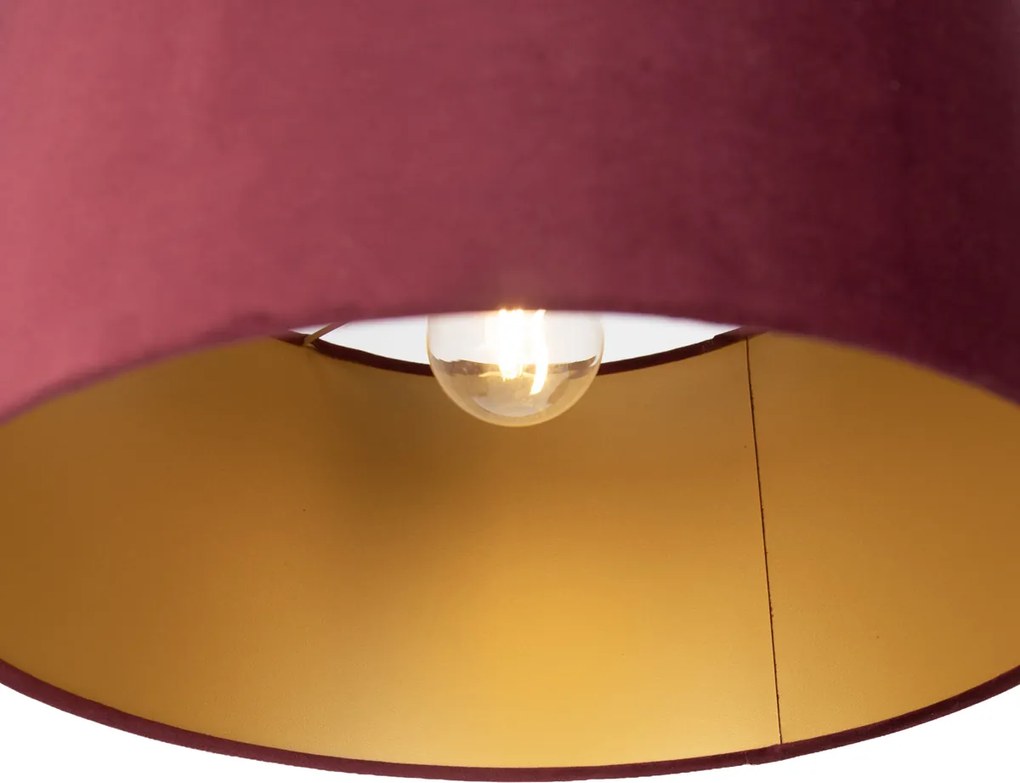 Lampa wisząca czarna z czerwonym kloszem i złotym wnętrzem 35 cm 3-źródła światła - Cava