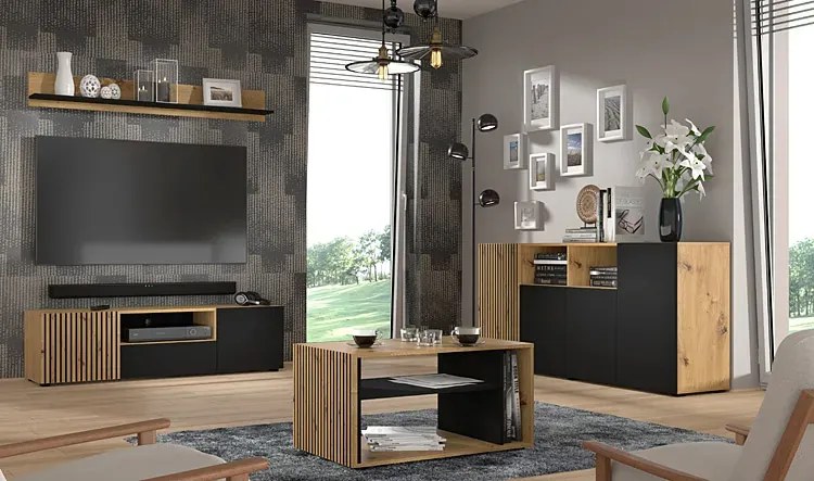 Szafka rtv z lamelowym frontem 150 cm - Aldo 7X