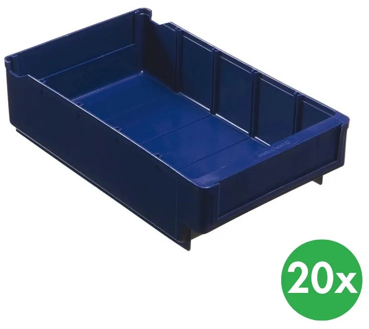 Regałowe pojemniki z tworzywa sztucznego MAX - 188 x 300 x 80 mm, 20 szt.