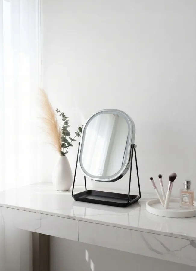 Lusterko Do Makijażu PREMIUM METALOWE Kosmetyczne PODŚWIETLANE LED | VOLAN