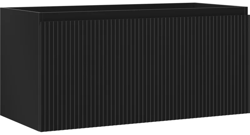 Mexen Rivel szafka łazienkowa podumywalkowa 100 cm, 1 szuflada, ryflowana , czarna mat - 91A20-10047-1-BF71