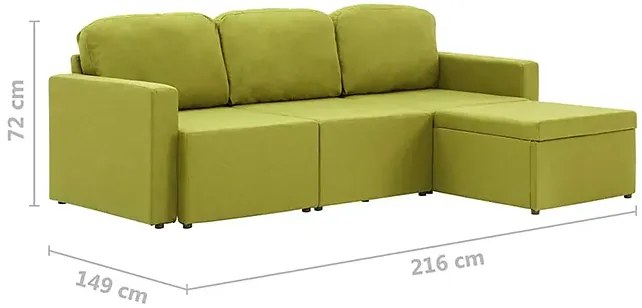 Rozkładana sofa modułowa zielona - Odi 4Q