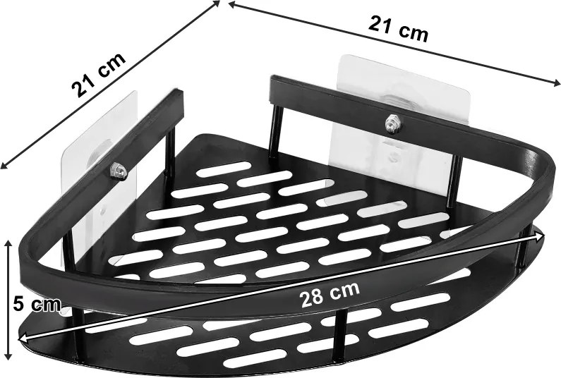 Półka łazienkowa narożna 2szt - czarna