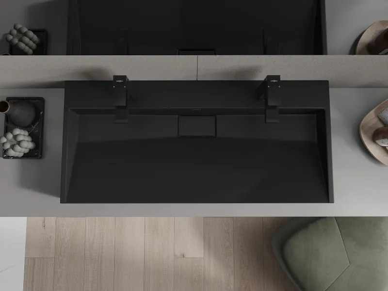 Mexen Ava umywalka nablatowa z konglomeratu 2/O 100 x 46 cm, czarna - 23011072