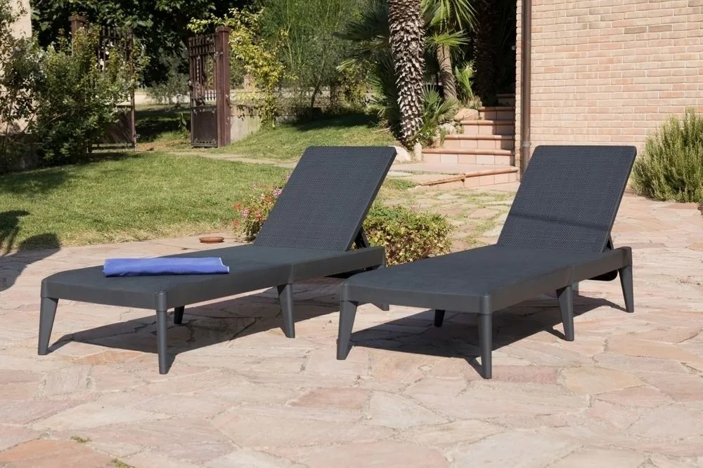 SIROLO Leżak ogrodowy, plastikowy, grafitowy