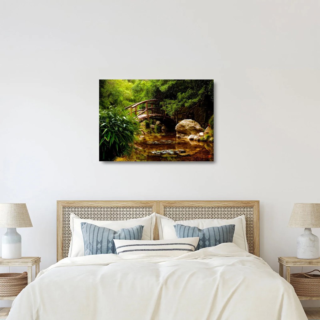 Obraz na szkle - Most nad rzeką (70x50 cm)