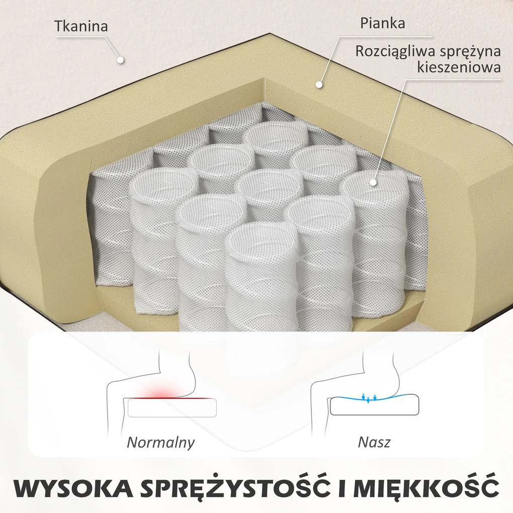 HOMCOM Sofa w stylu retro 2-osobowa, nogi drewniane, 117 cm x 56,5 cm x 77 cm, kremowo-biała | Aosom PL