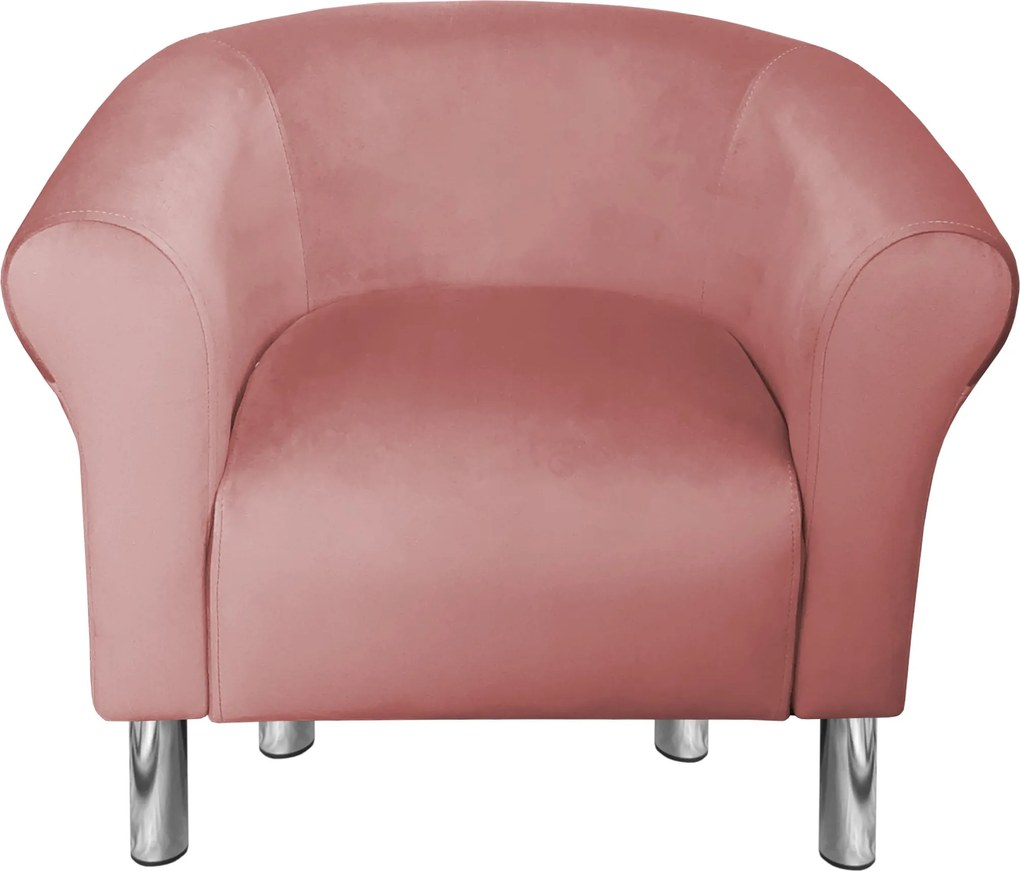 Fotel Milo tkanina Welur wygodny fotel tapicerowany do salonu i sypialni : Kolor nogi - Chrom, Kolor tkaniny - VELVET - MG58, Wysokość nogi - 15 cm