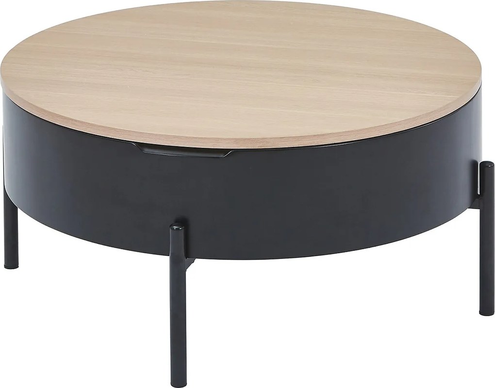 Stolik kawowy z podnoszoną płytą z MDF i metalu - Czarny i naturalny - NIMORA