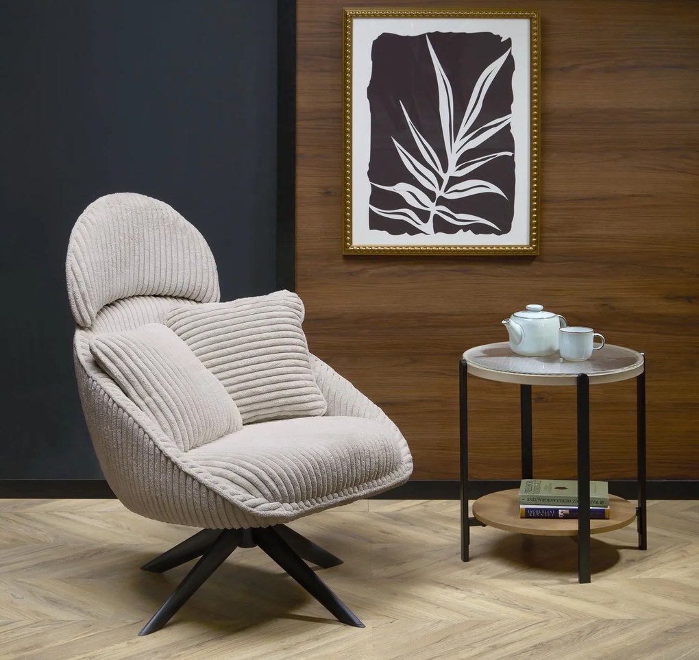 Obrotowy fotel wypoczynkowy z grubego sztruksu Merry 2