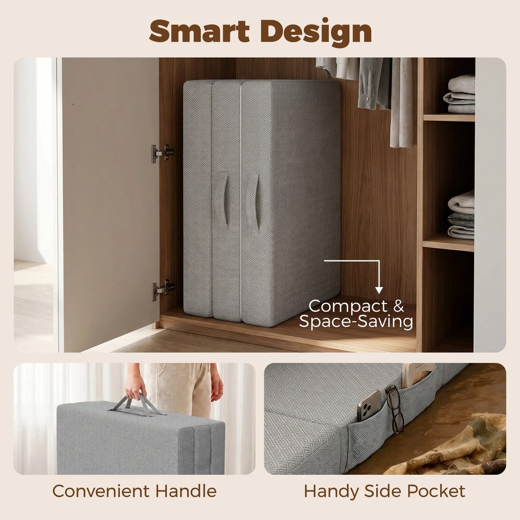 HOMCOM Materac składany 200 x 90 cm, 15 cm, składany materac, przenośny materac podłogowy z pralnym pokrowcem, certyfikat Oeko-Tex | Aosom PL