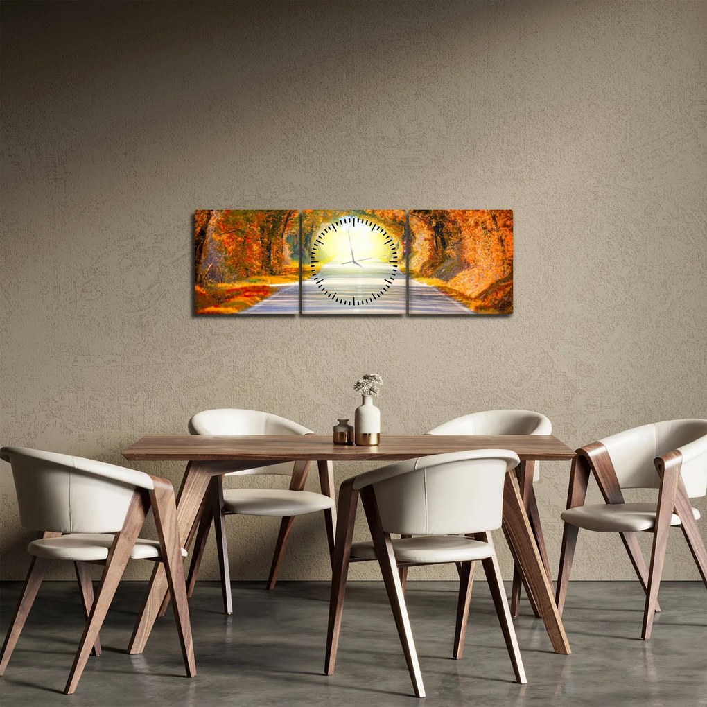 Obraz - Brama wykonana z koron drzew (z zegarem) (90x30 cm)