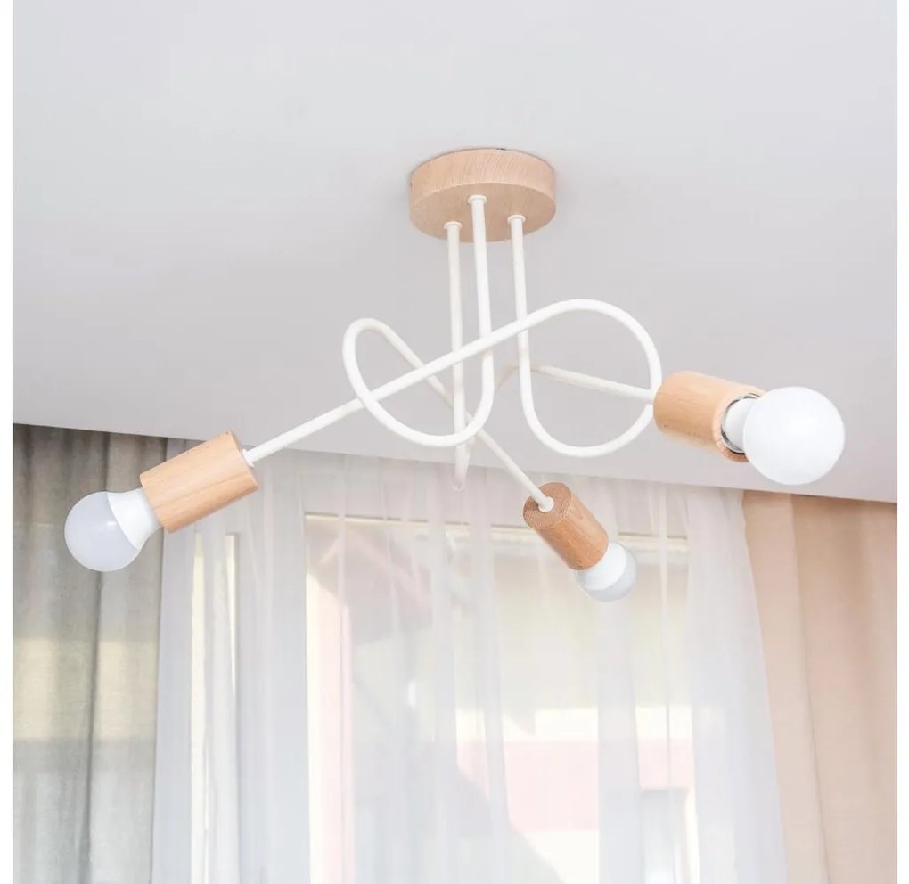 Przysufitowy żyrandol OXFORD 3xE27/15W/230V sosna/kremowa