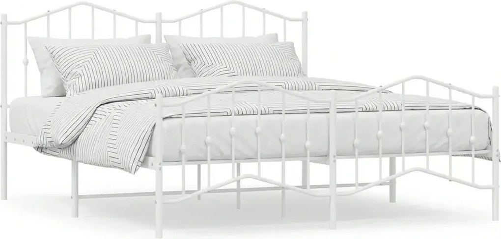 Białe rustykalne łóżko metalowe 200x200 cm W6-E26