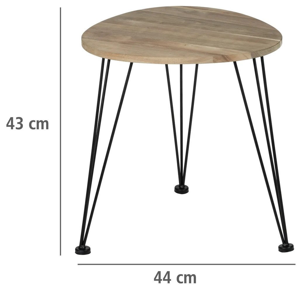 Stolik kawowy okrągły, blat Ø 44 cm z drewna akacji, WENKO