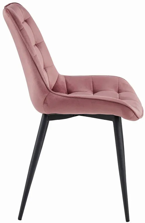 Ciemnoróżowe krzesło welurowe z czarnymi nogami F4-M79