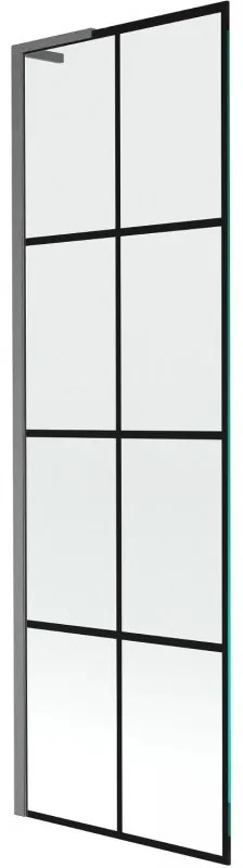 Mexen Next L parawan nawannowy 1-skrzydłowy 60 x 150 cm, czarna kratka,  gun gray szczotkowany - 895-060-000-03-77-66