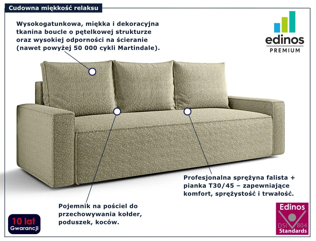 Ciemnobeżowa sofa boucle z pojemnikiem S3-A12