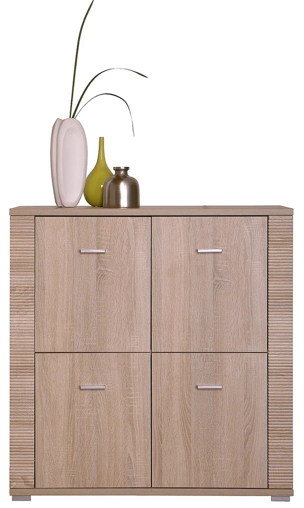 Komoda Czterodrzwiowa Drewniana do Salonu COREA 93 cm Dąb Sonoma Nowoczesna