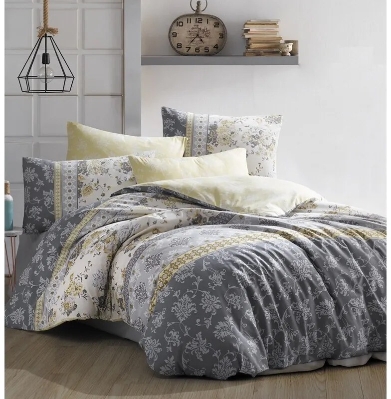 BedTex Bawełniana pościel Vera szara, 220 x 200cm, 2 szt. 70 x 90 cm