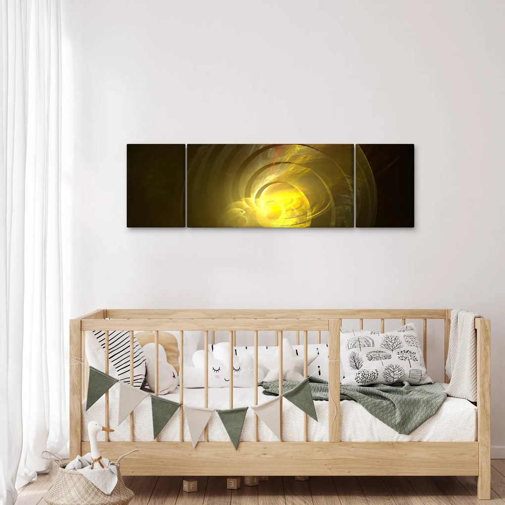 Obraz żółtej abstrakcyjnej spirali (170x50 cm)