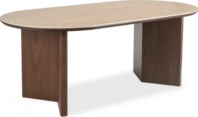 Stół Owalny DARIUS 200 cm Trawertyn/Orzech Japandi