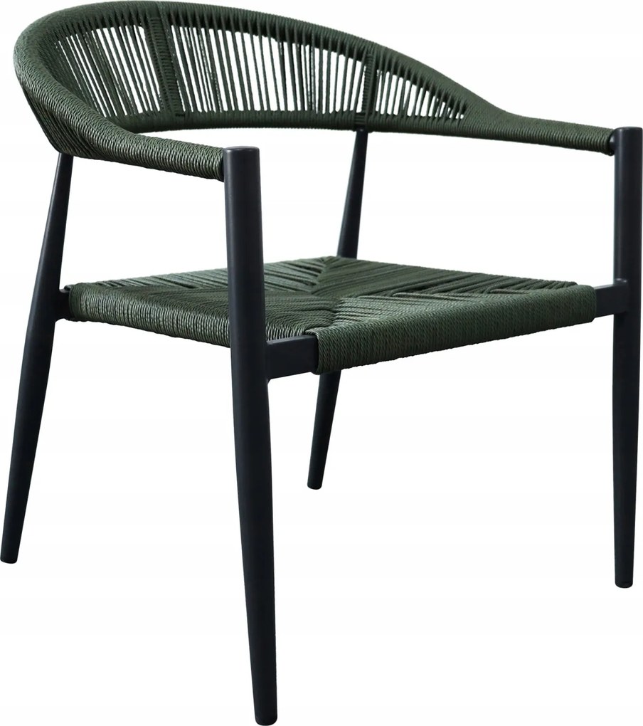 Zestaw mebli ogrodowych ciemnozielony, szara rama, ławka, 2 krzesła, stolik