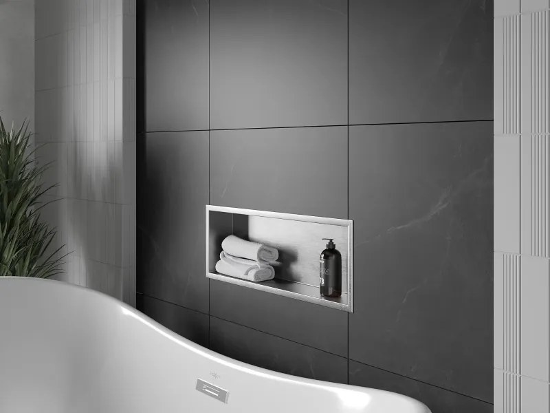 Mexen X-Wall-R półka wnękowa z kołnierzem 60 x 20 cm, inox - 1910602010