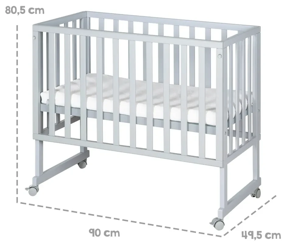 Szare łóżeczko 90x45 cm – Roba