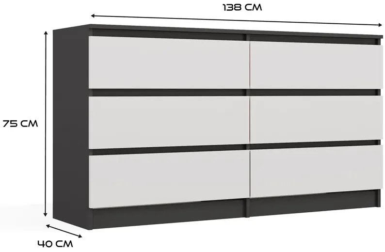 Stylowa komoda z szufladami antracyt + biały S3-R43