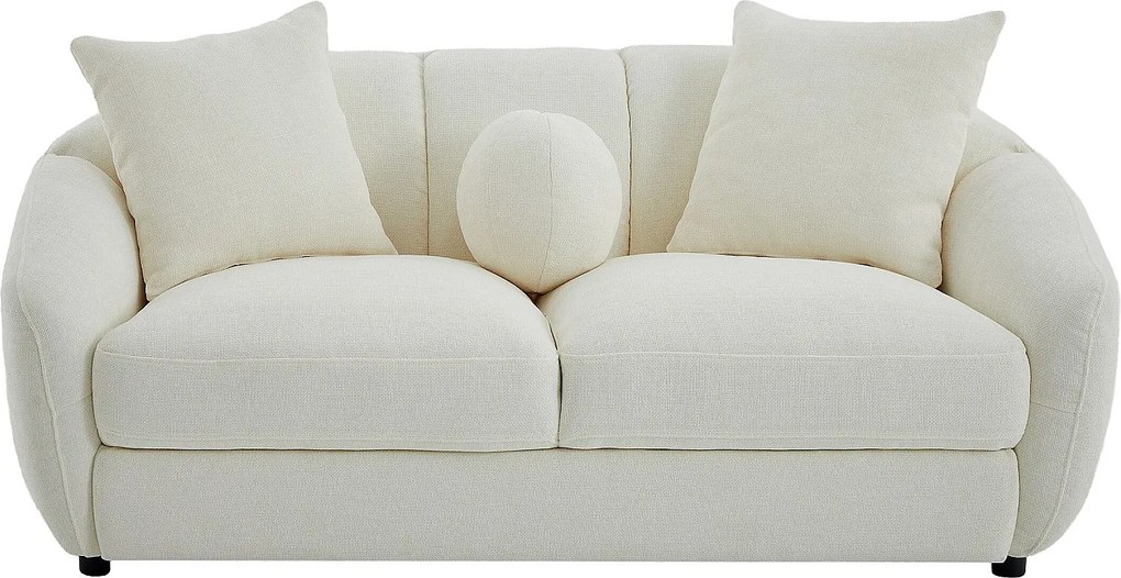 Kanapa 2-osobowa z tkaniny teksturowanej w kolorze kości słoniowej NAFEKI