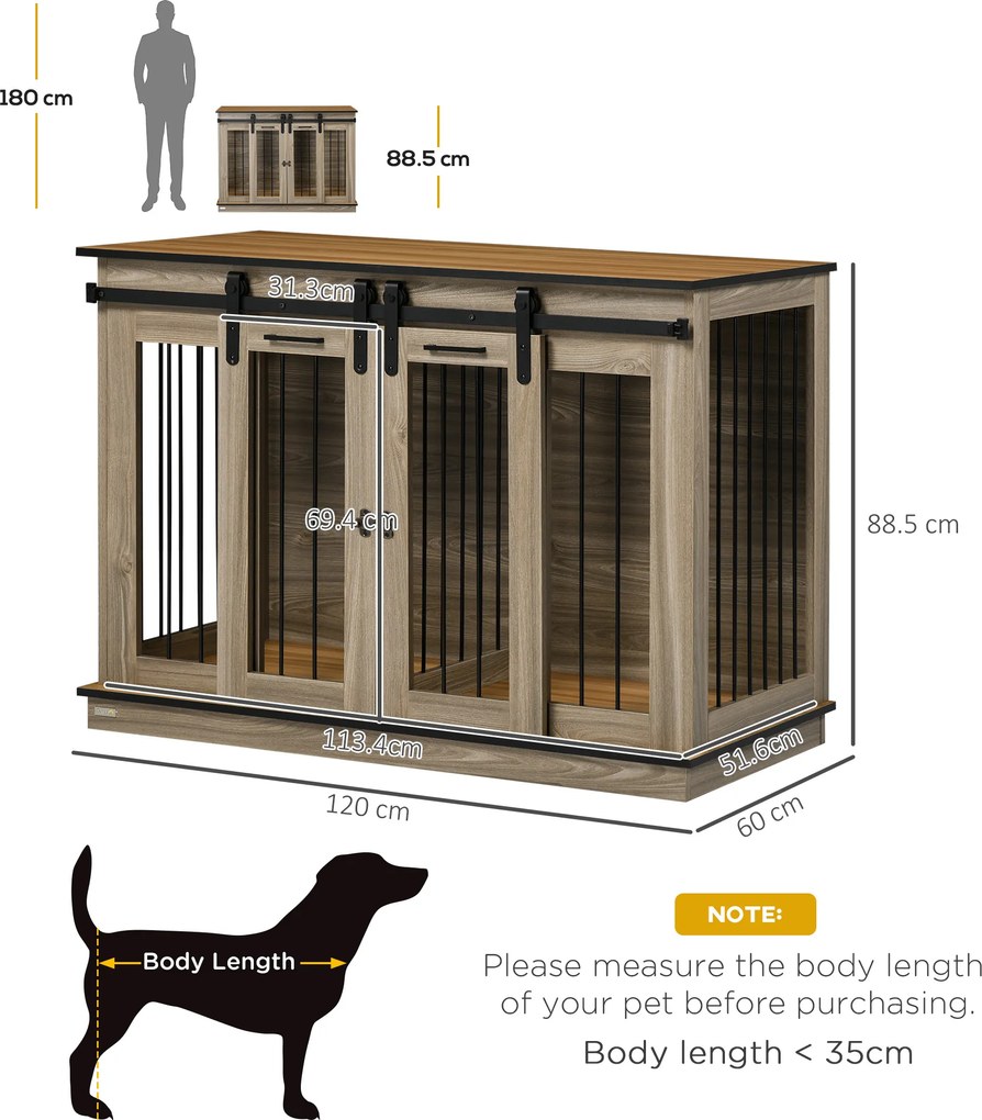 PawHut Klatka dla psa z 2 drzwiami transportowa z zamkiem rustykalny brązowy | Aosom PL
