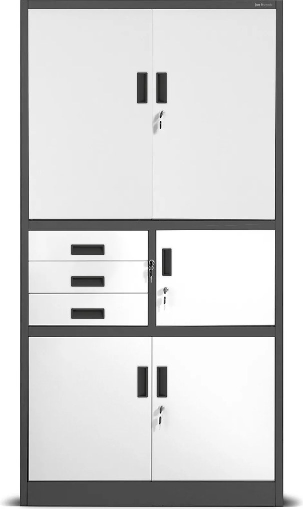 Biurowa szafa na akta z sejfem Filip II 90x40x185 cm antracyt/biały