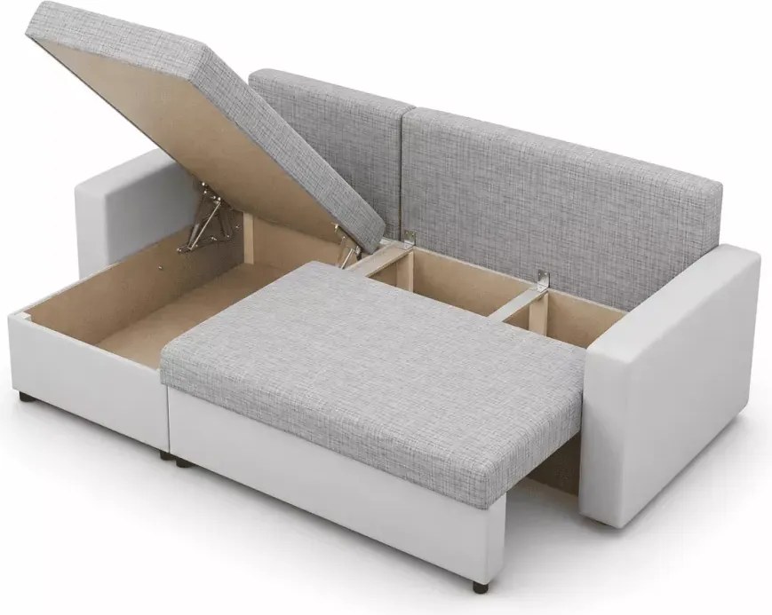 Narożnik Landi z funkcją spania i pojemnikami na pościel – nowoczesny design