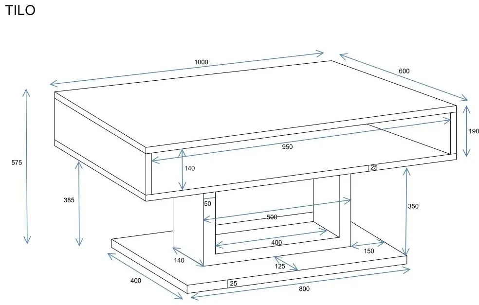 Ława TILO 100x60 dąb cremona torro/czarna ENDO