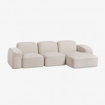 Bastian 3-częściowa Sofa Modułowa Z Leżanką Po Prawej Stronie Szenila Gruba Biała - Sklum