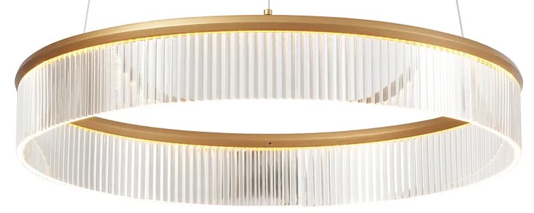 Nowoczesna lampa wisząca mosiężna 59 cm z LED z 3-stopniową regulacją ściemniania - Żyrandol Anello Nowoczesny Oswietlenie wewnetrzne